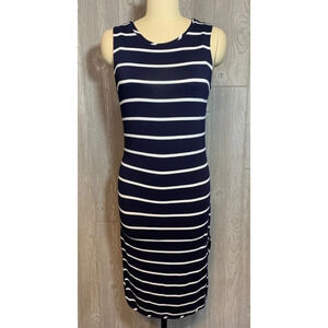 Gibson Latimer Navy White Striped Knit Dress M